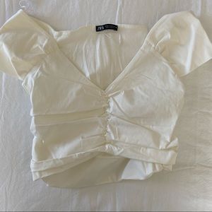 Zara Satin Crisp Cotton Blend Top